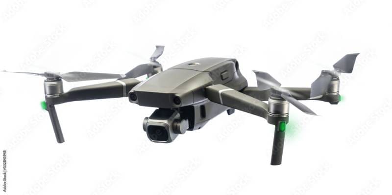 A flying drone isolated on transparency